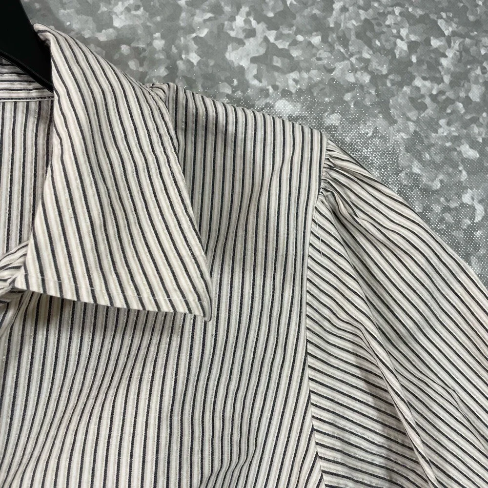 Lane Bryant Women's Plus Size Striped Ruffle Button Up Top - Size 18/20 - Blouse - Picture 2 of 6